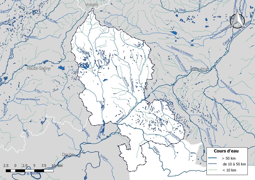 Carte hydrographique du Territoire de Belfort.