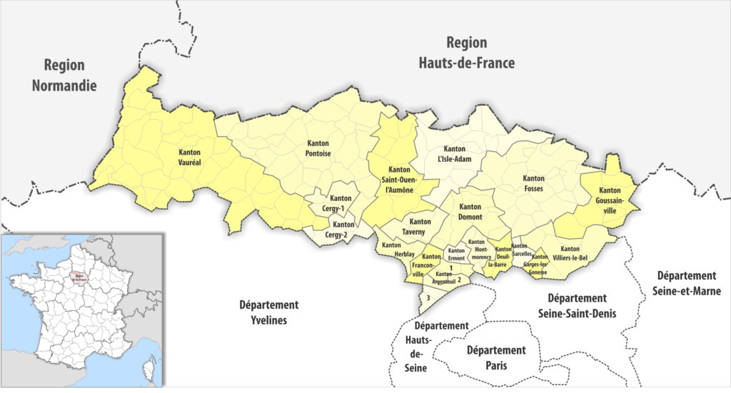 Carte des cantons du département du Val-d'Oise.
