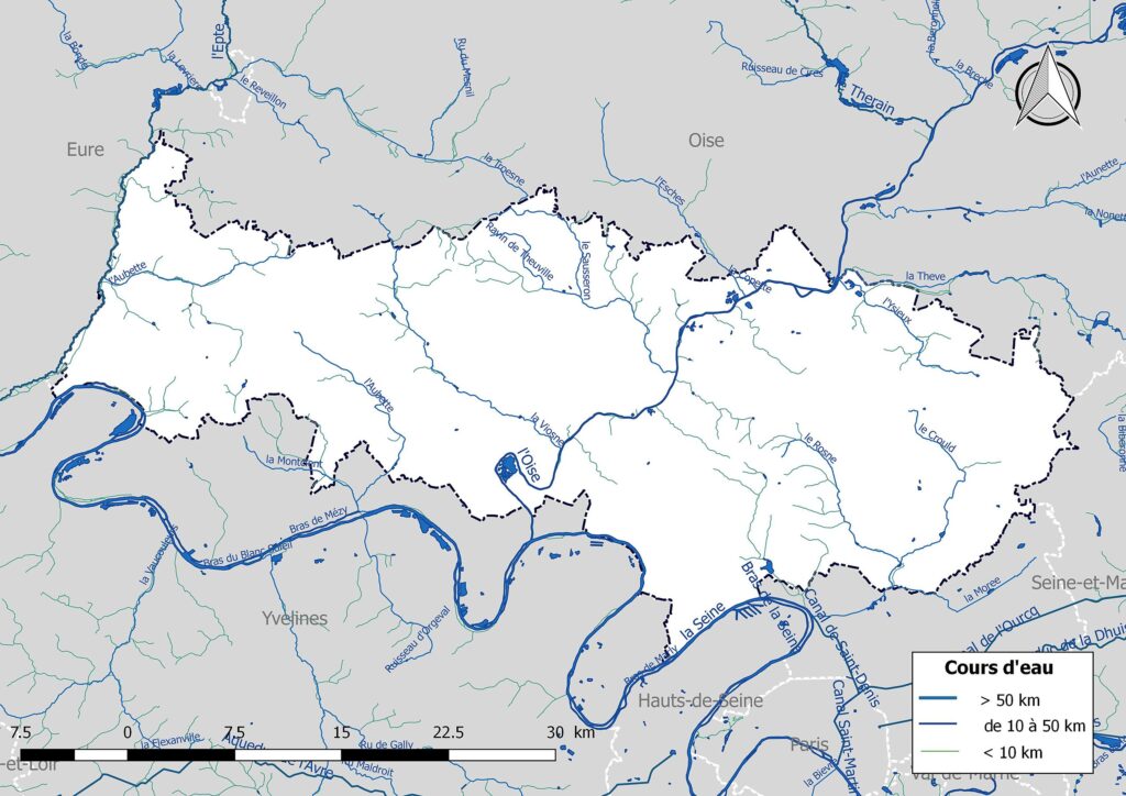 Carte hydrographique du Val-d'Oise.