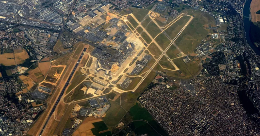 Vue du ciel de l'aéroport de Paris-Orly.