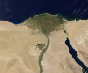 Le delta du Nil en Égypte et ses nombreux affluents