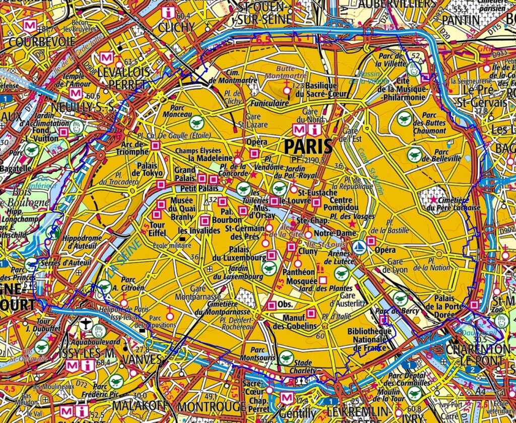 Plan du réseau routier de Paris.