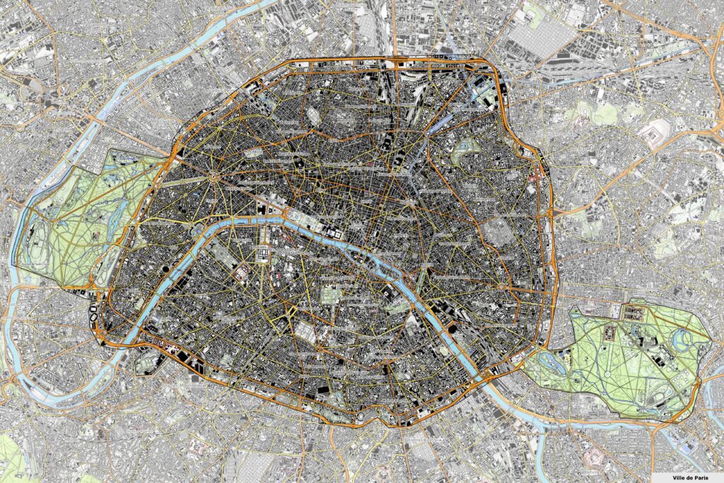 Carte physique de Paris.