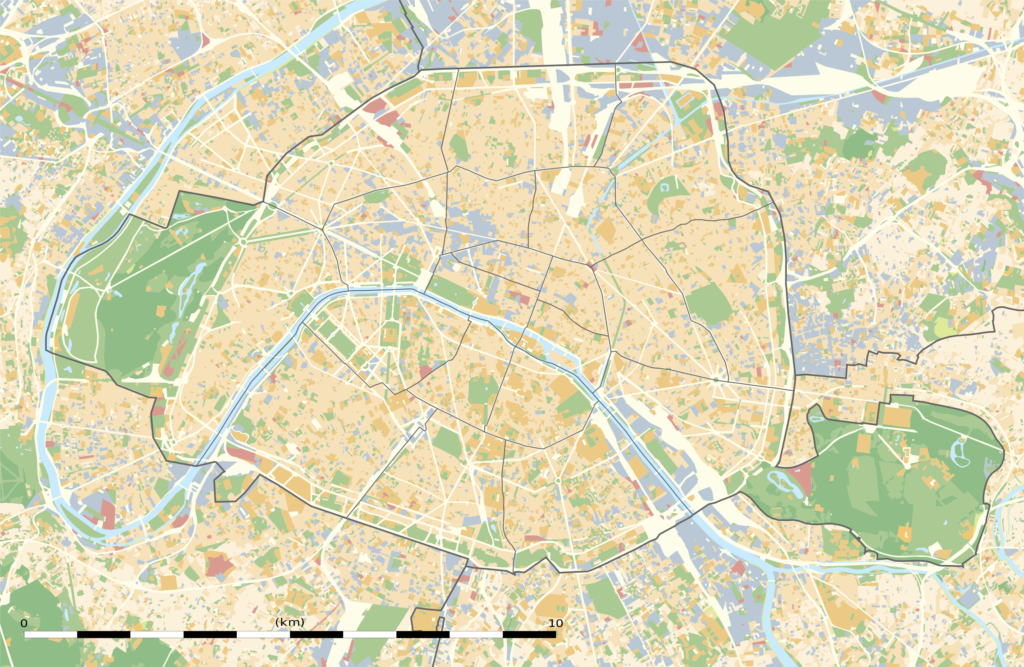 Carte de l'occupation des sols de Paris.