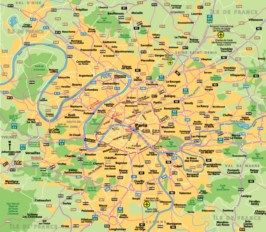 Carte de Paris et sa banlieue.