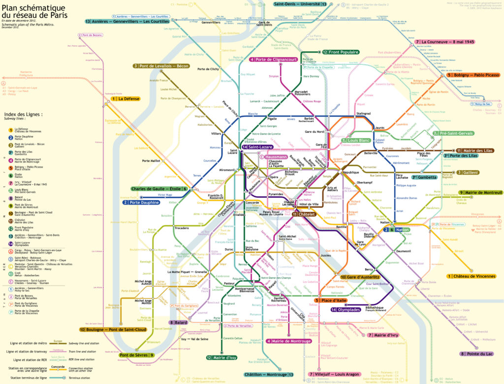 Carte du Métro de Paris.