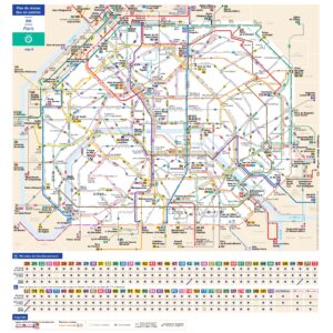 Plan du réseau de bus parisien.