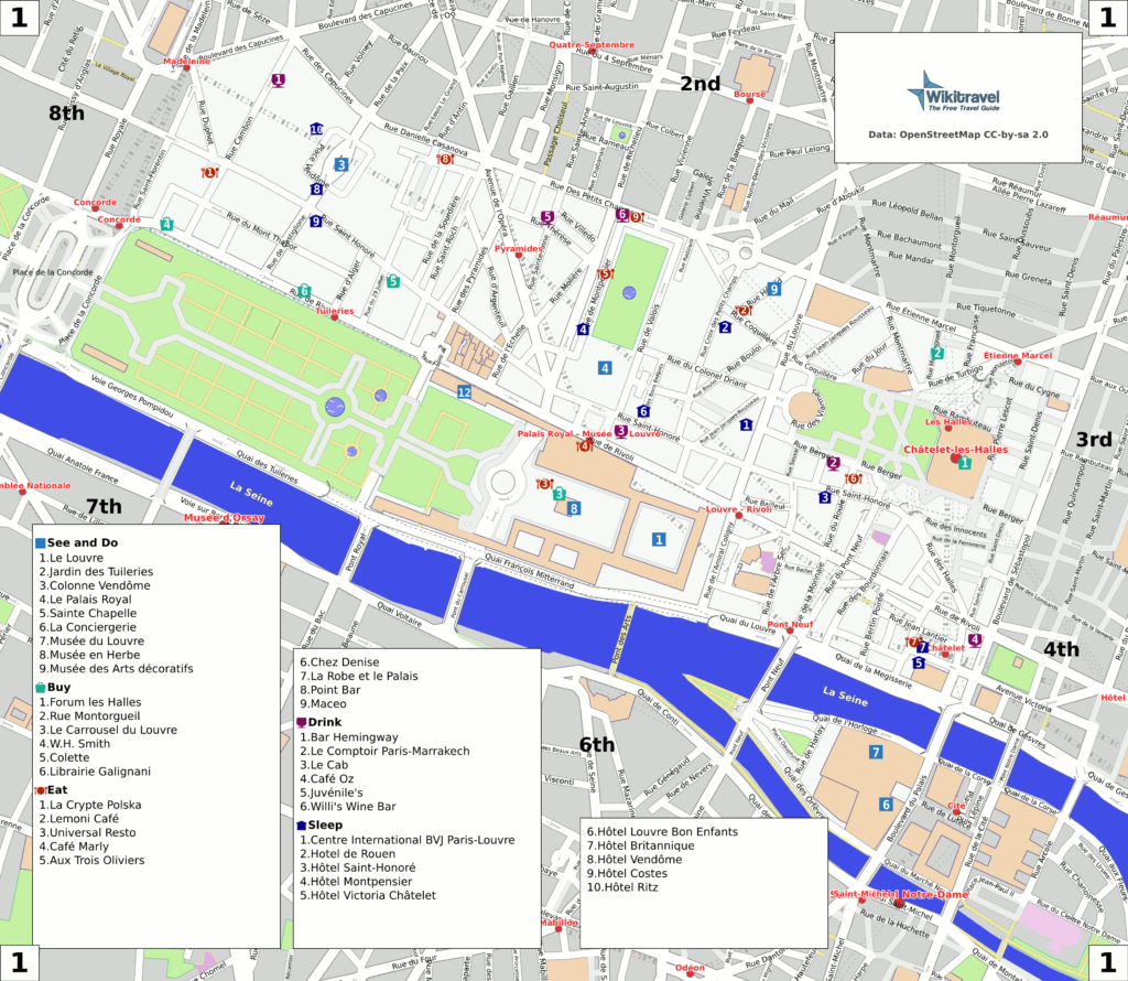 Plan du 1er arrondissement de Paris.