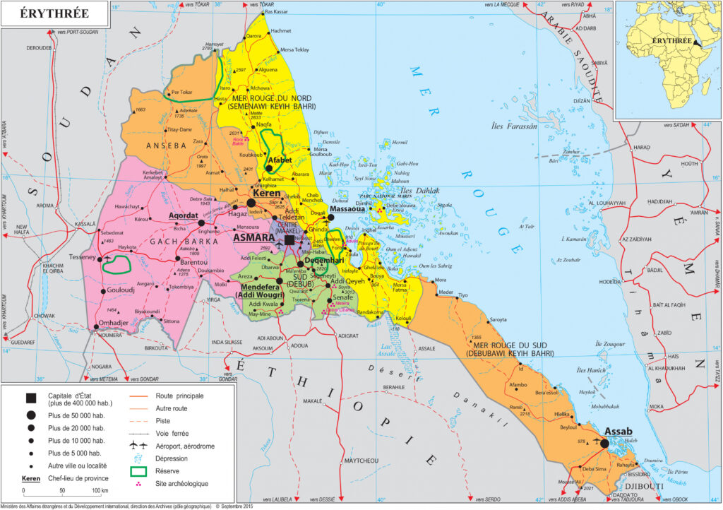 Carte de l'Érythrée,