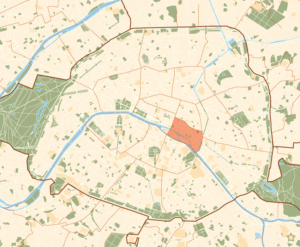 Plan de localisation du 4e arrondissement dans Paris.