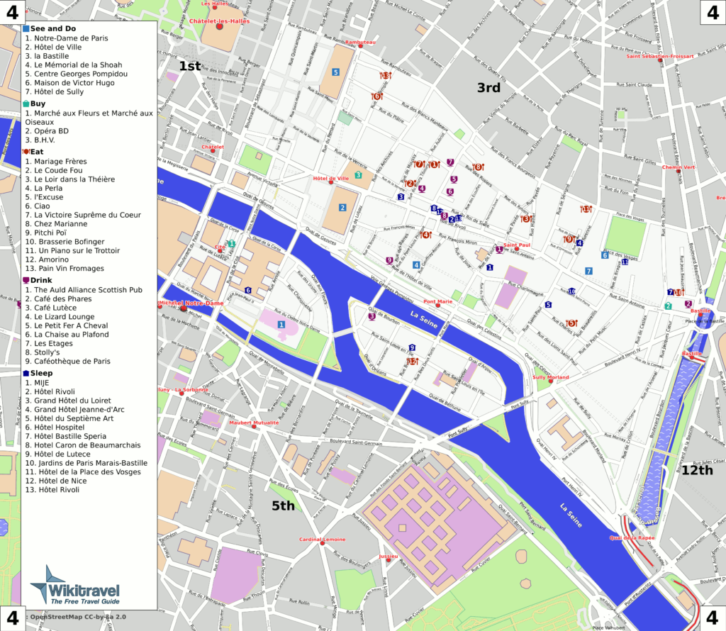 Plan du 4e arrondissement de Paris.