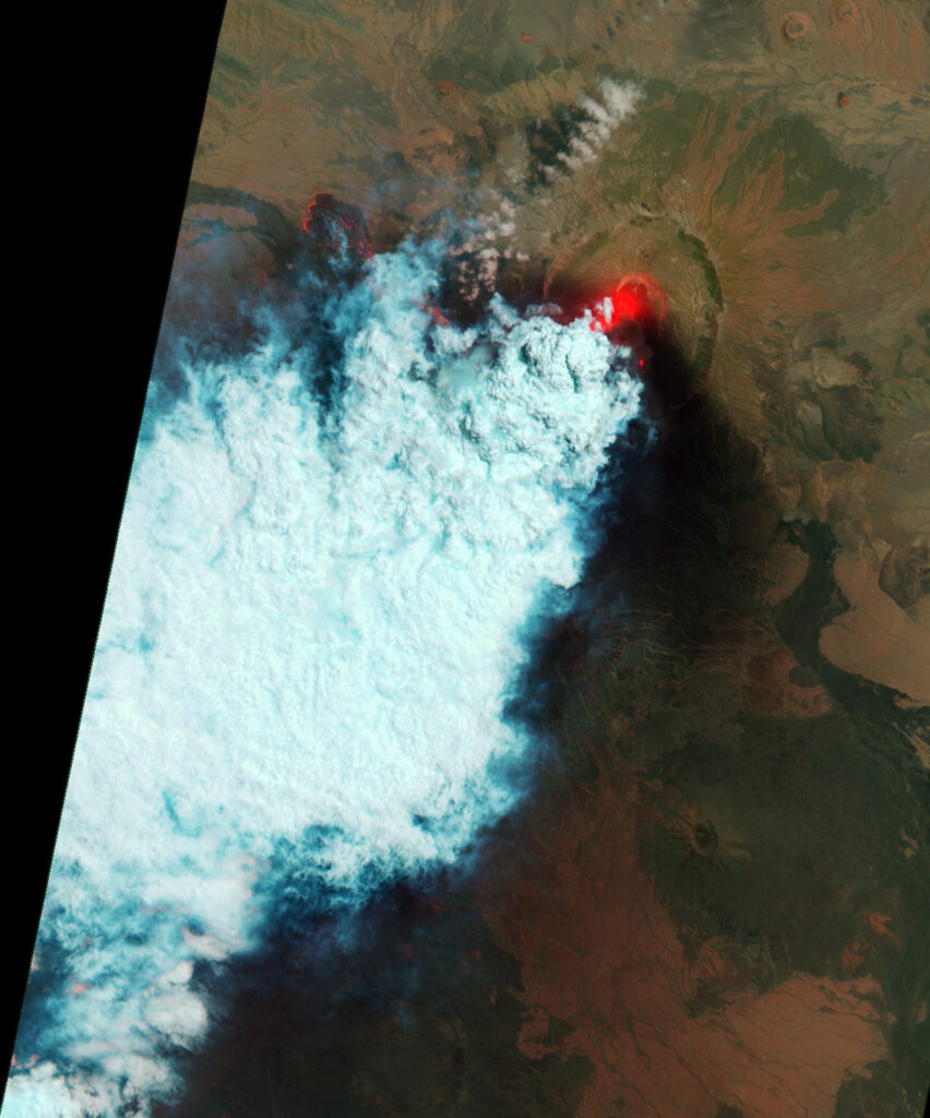 Image satellite du Nabro en éruption au Sud de l'Érythrée