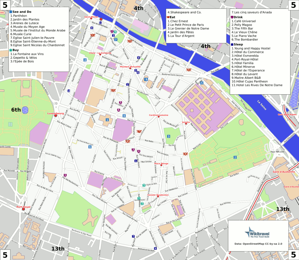 Plan du 5e arrondissement de Paris.