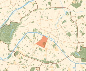 Plan de localisation du 6e arrondissement dans Paris.