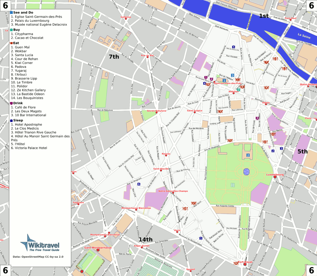 Plan du 6e arrondissement de Paris.