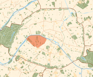 Plan de localisation du 7e arrondissement dans Paris.