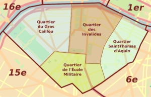Plan des quartiers administratifs du 7e arrondissement de Paris.