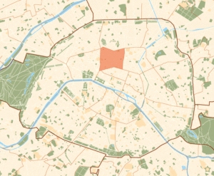 Plan de localisation du 9e arrondissement dans Paris.