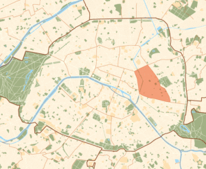 Plan de localisation du 11e arrondissement dans Paris.