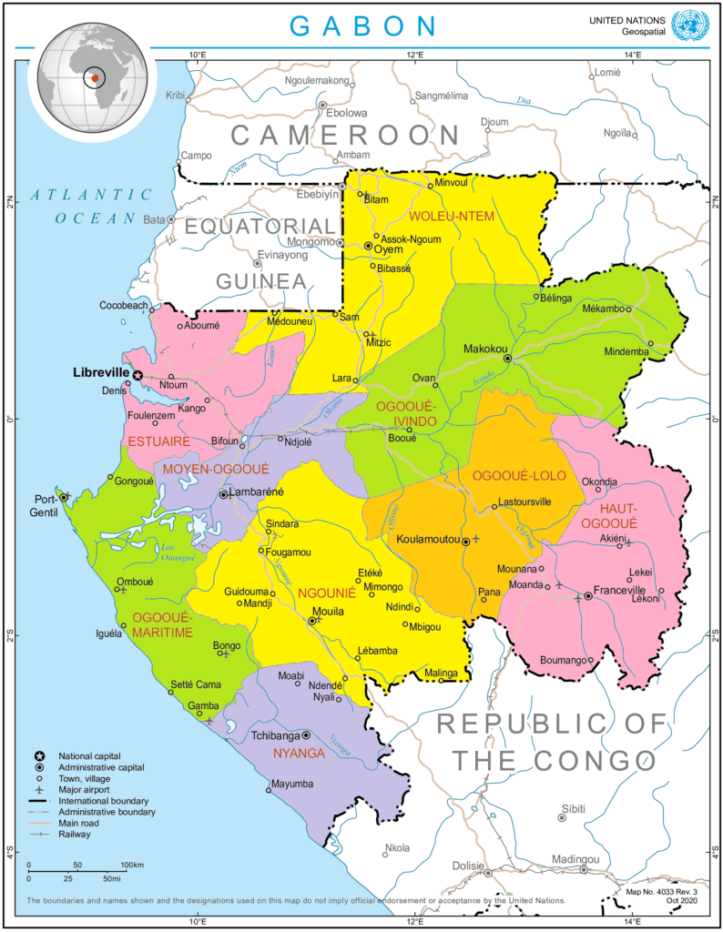 Carte du Gabon.