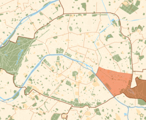 Plan de localisation du 12e arrondissement dans Paris.