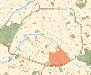 Plan de localisation du 13e arrondissement dans Paris.