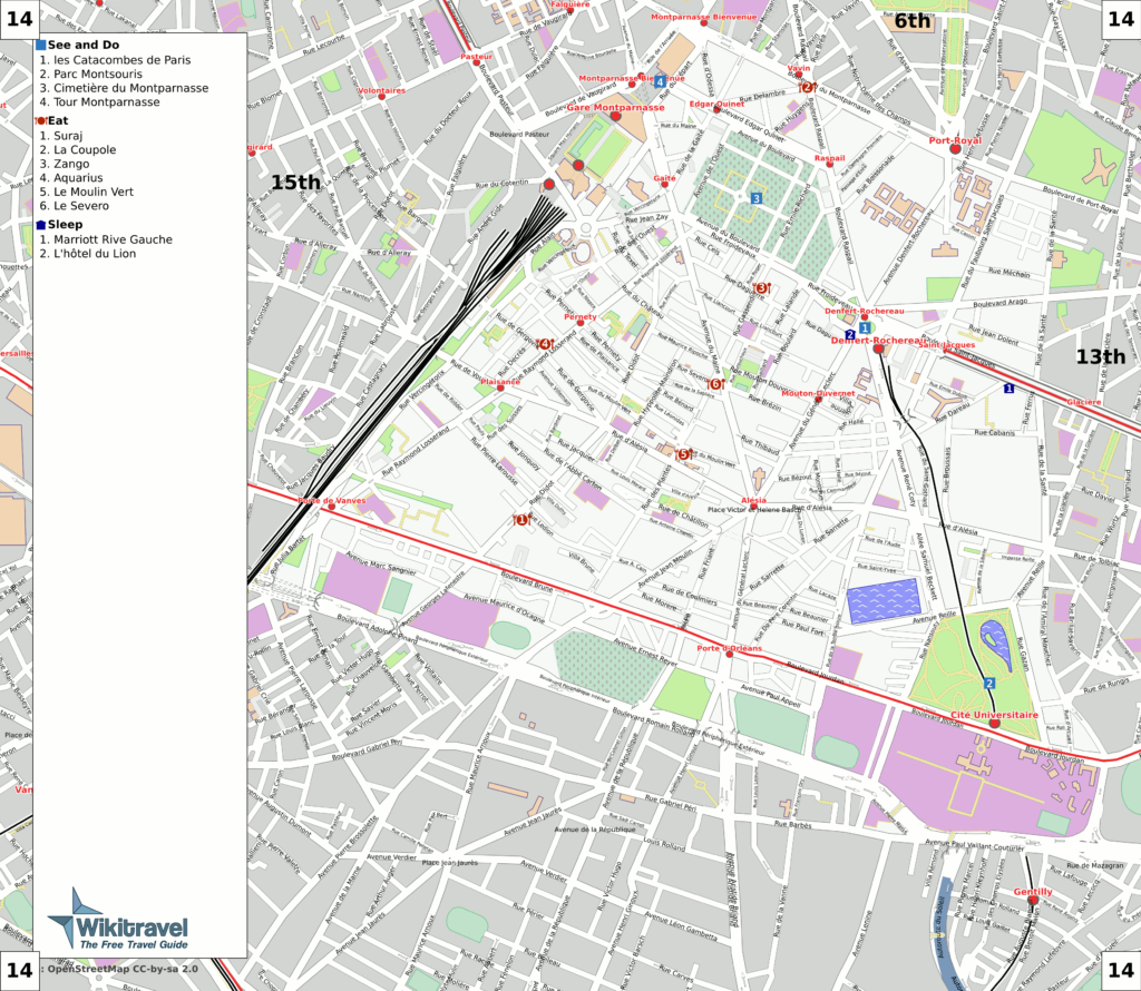 Plan du 14e arrondissement de Paris.