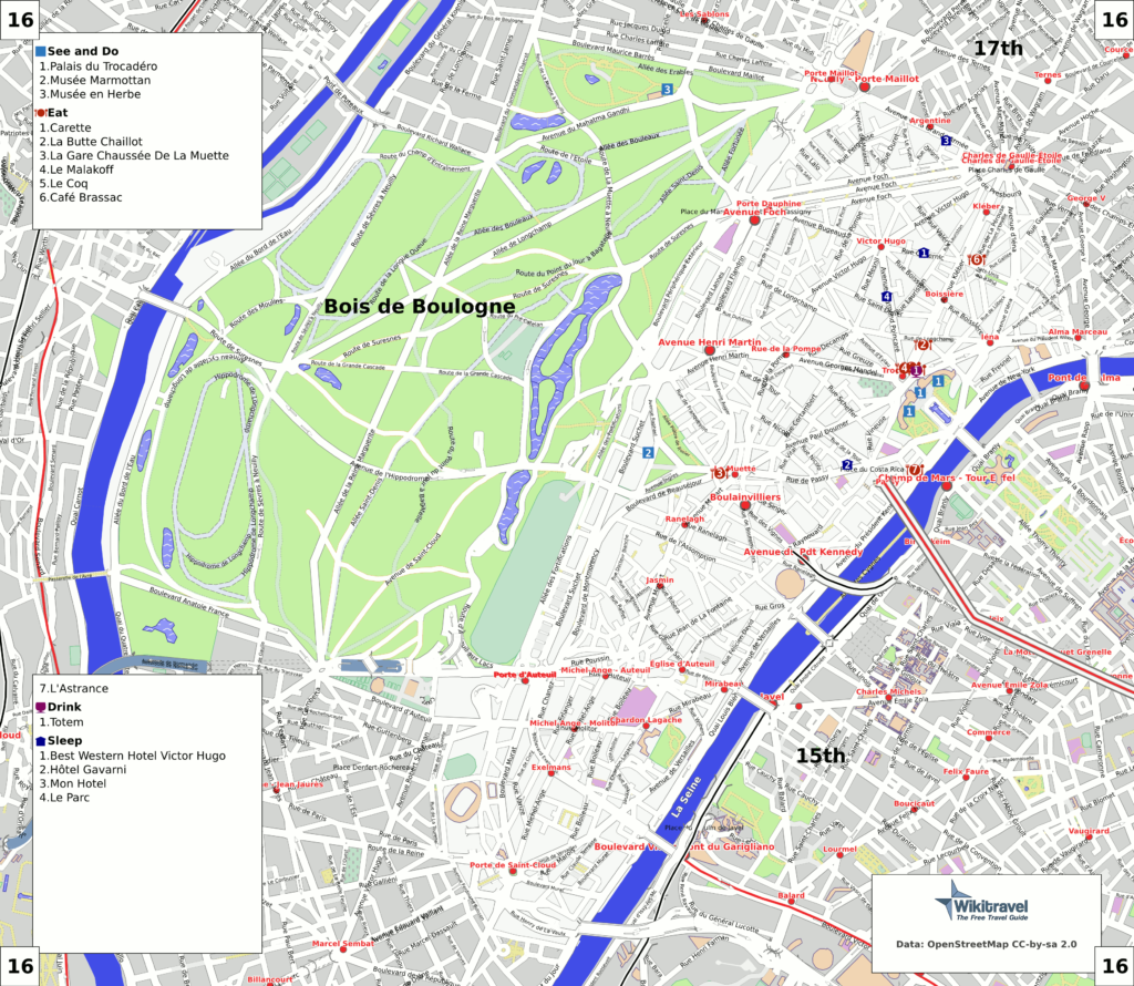 Plan du 16e arrondissement de Paris.
