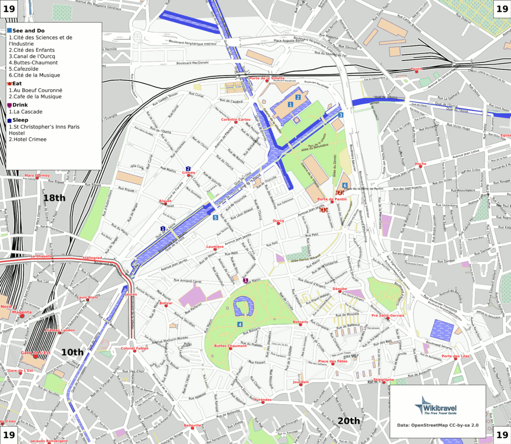 Plan du 19e arrondissement de Paris.