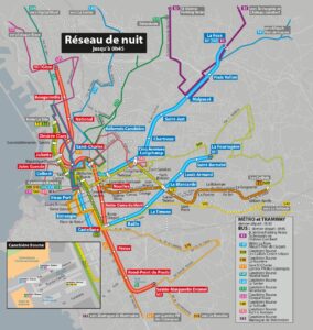 Plan du réseau de nuit à Marseille.