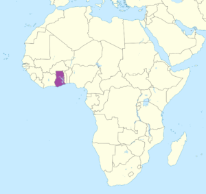 Carte de localisation du Ghana en Afrique.