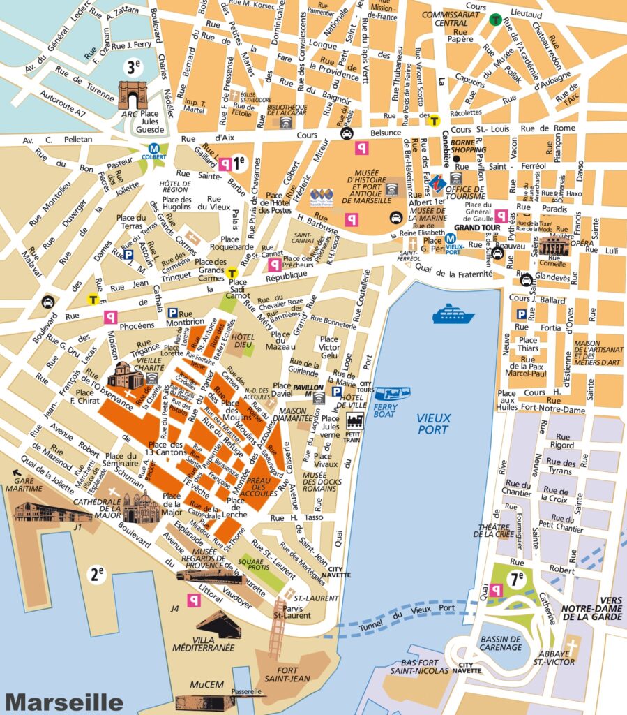 Plan du centre-ville de Marseille.