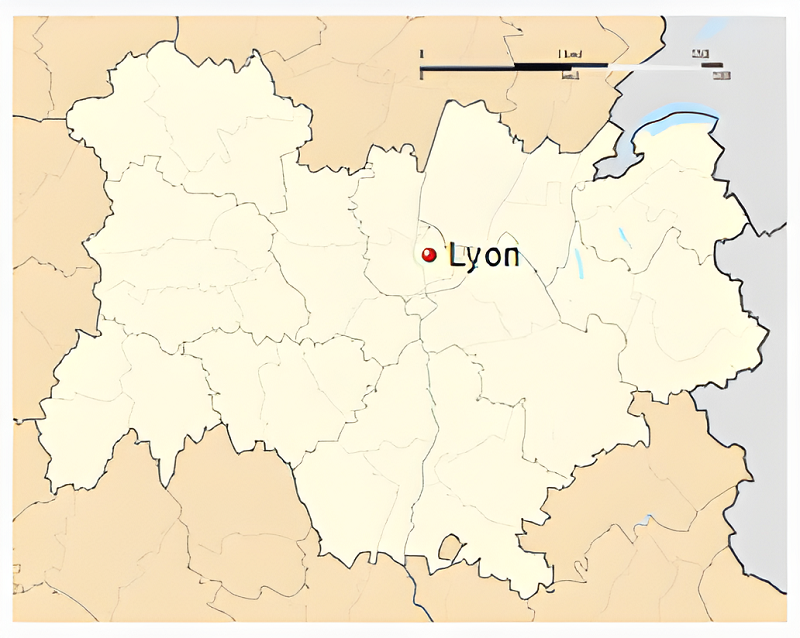 Plan de localisation de Lyon en Auvergne-Rhône-Alpes.