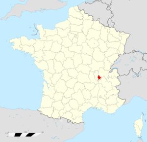 Plan de localisation de Lyon en France.