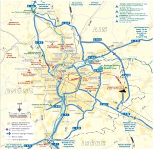 Carte du réseau autoroutier de Lyon.