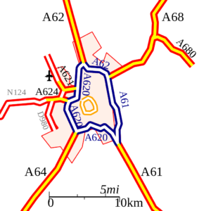 Plan du périphérique de Toulouse.