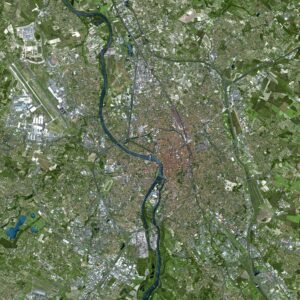 Toulouse vue par le satellite SPOT en 2002.
