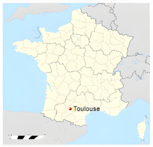 Plan de localisation de Toulouse en France.