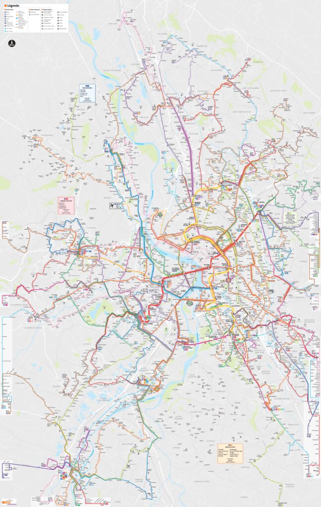 Carte de transport en commun de Toulouse.