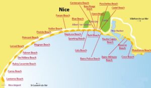 Carte des plages de Nice.
