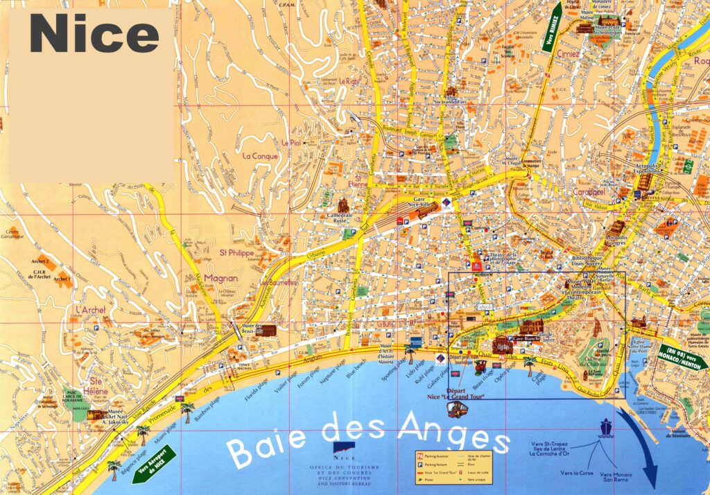 Carte touristique de Nice.