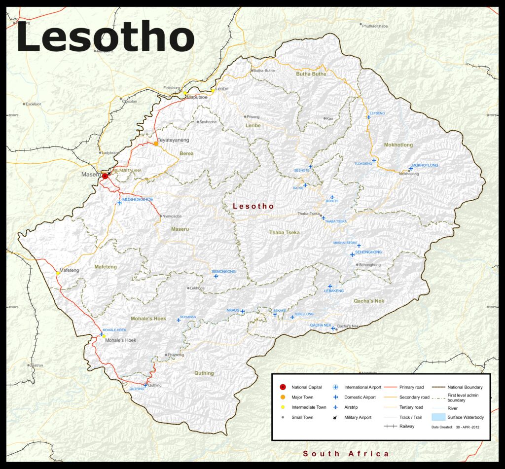 Carte du Lesotho.