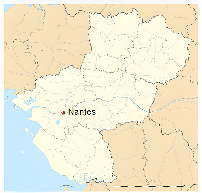 Plan de localisation de Nantes en Pays de la Loire.