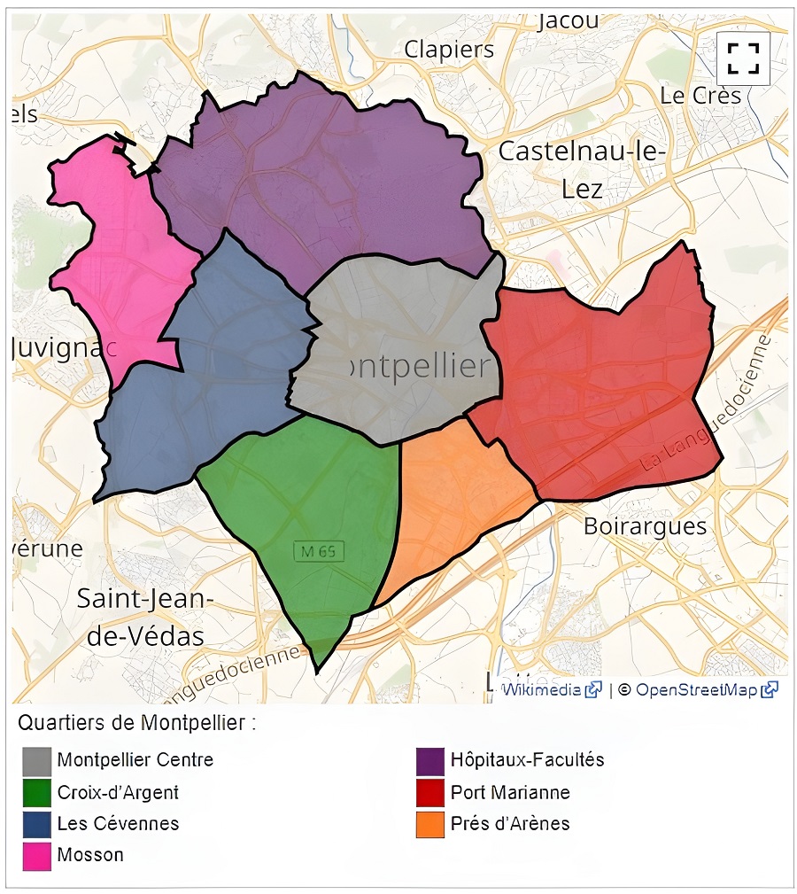 Plan Des Quartiers De Montpellier