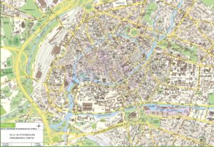 Plan du centre-ville de Strasbourg, plus détaillé.