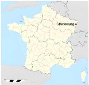 Plan de localisation de Strasbourg en France.