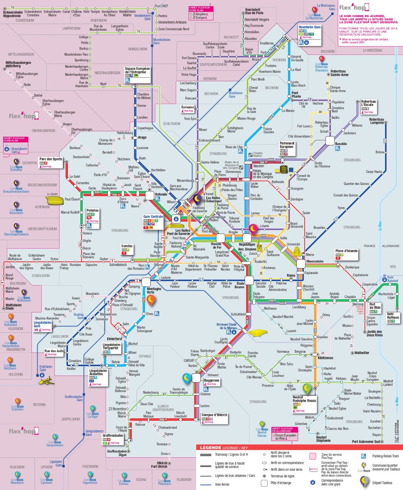 Plan des transports en commun de Strasbourg
