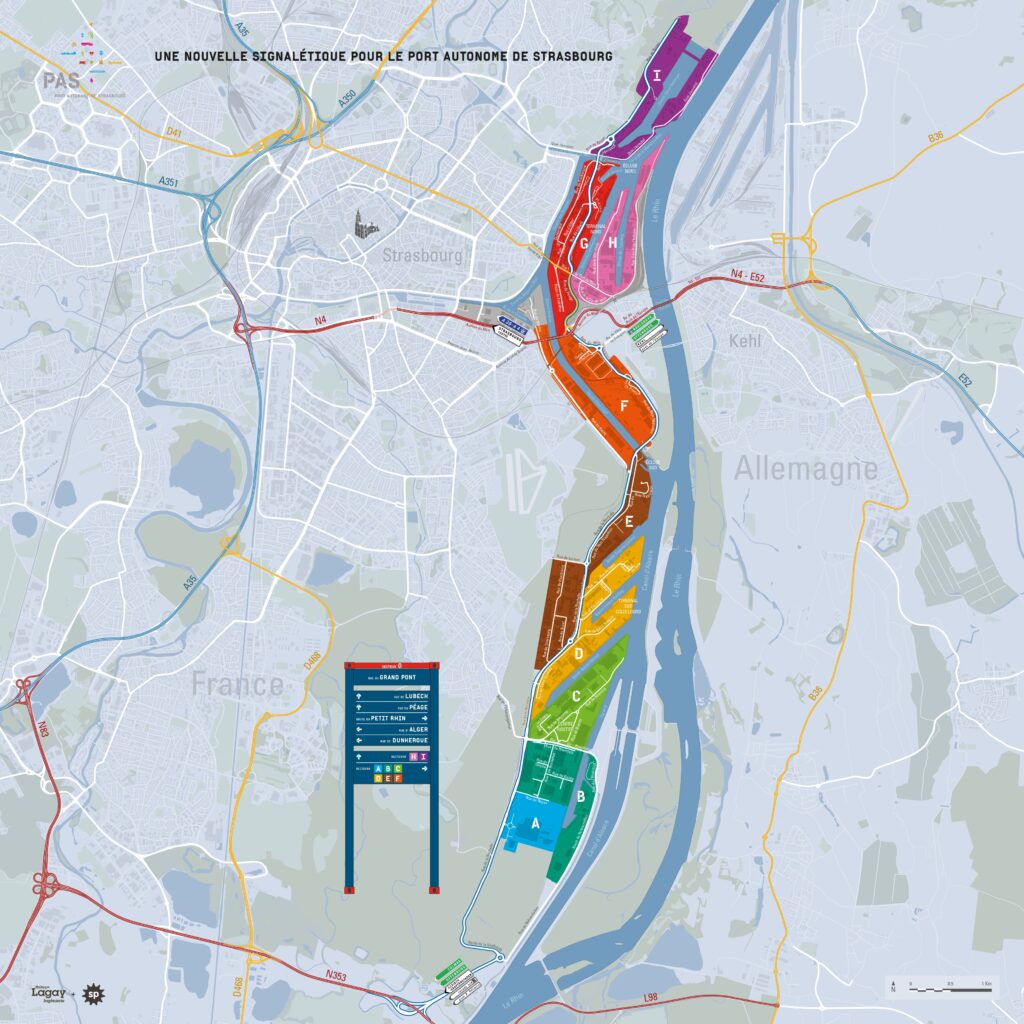 Plan du port autonome de Strasbourg.