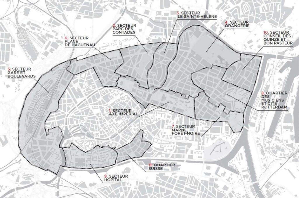 Carte de la Neustadt de Strasbourg.