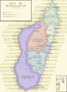 Carte de l'île de Madagascar en 1902.